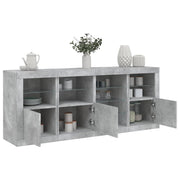 Komoda s LED svjetlima siva boja betona 164 x 37 x 67 cm