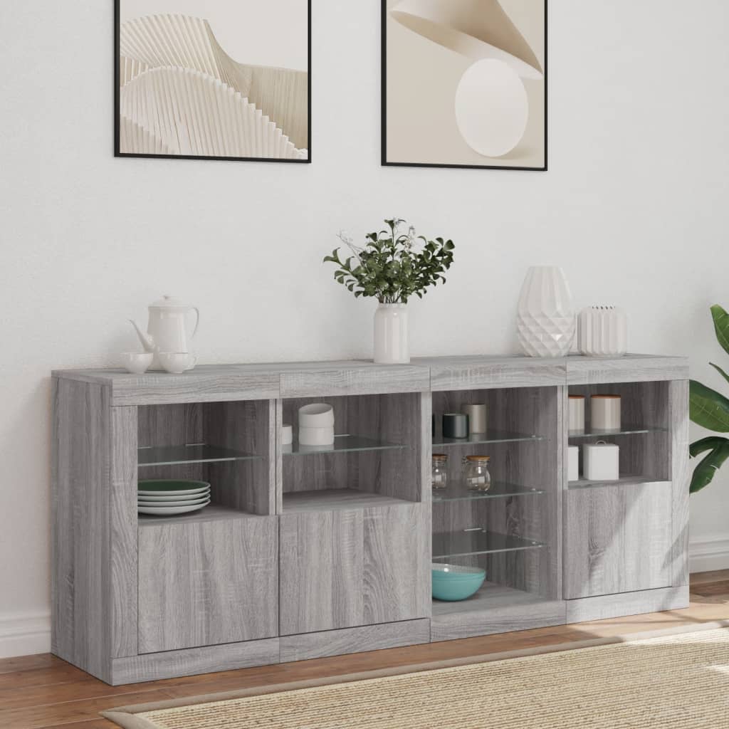 Komoda s LED svjetlima boja sivog hrasta 164 x 37 x 67 cm