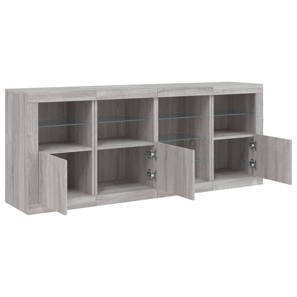 Komoda s LED svjetlima boja sivog hrasta 164 x 37 x 67 cm