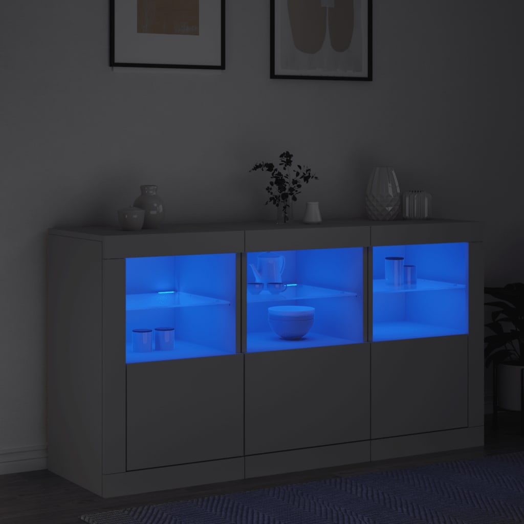 Komoda s LED svjetlima bijela 123 x 37 x 67 cm