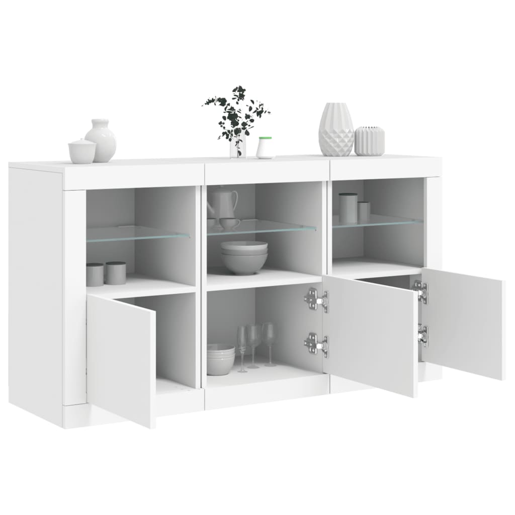 Komoda s LED svjetlima bijela 123 x 37 x 67 cm