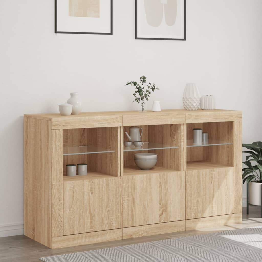 Komoda s LED svjetlima boja hrasta sonome 123x37x67 cm