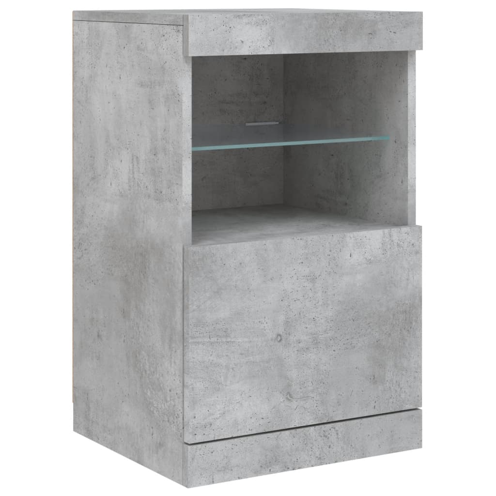 Komoda s LED svjetlima siva boja betona 123x37x67 cm