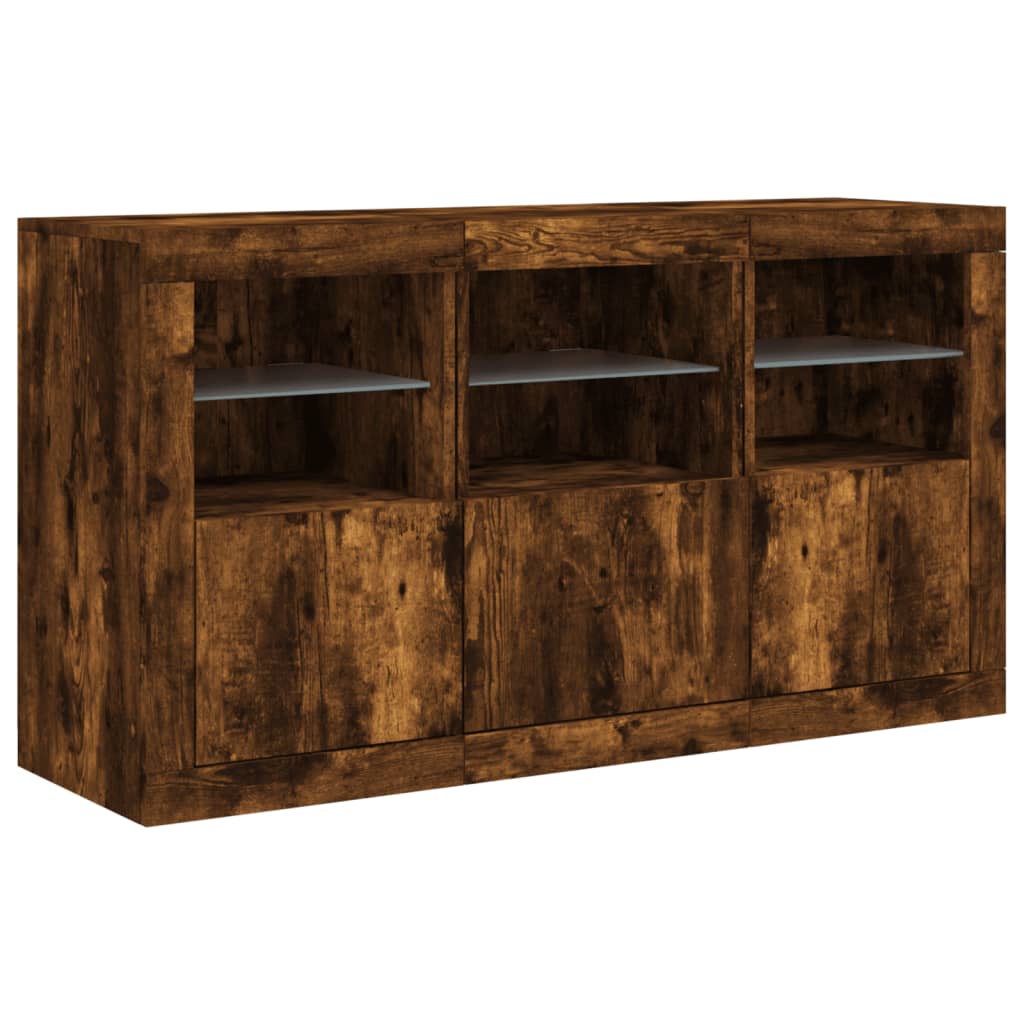 Komoda s LED svjetlima boja dimljenog hrasta 123x37x67 cm
