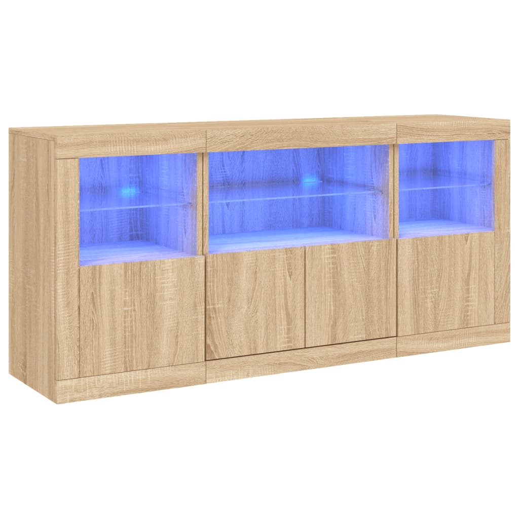 Komoda s LED svjetlima boja hrasta sonome 142,5x37x67 cm