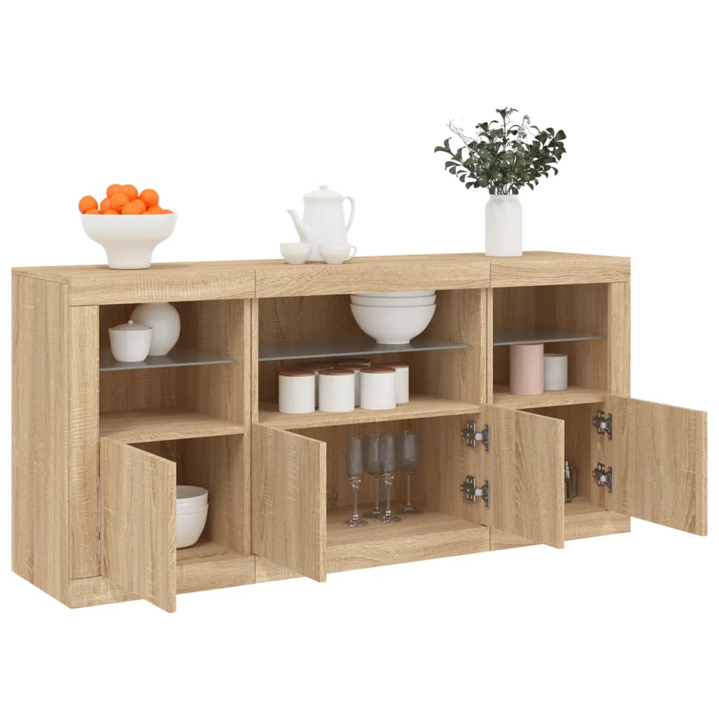 Komoda s LED svjetlima boja hrasta sonome 142,5x37x67 cm