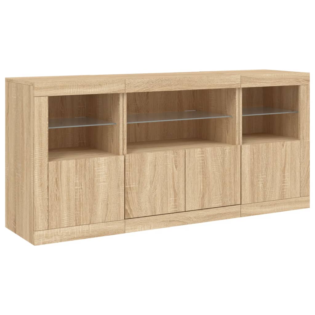 Komoda s LED svjetlima boja hrasta sonome 142,5x37x67 cm