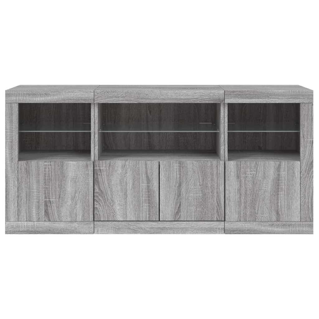Komoda s LED svjetlima boja sivog hrasta 142,5x37x67 cm