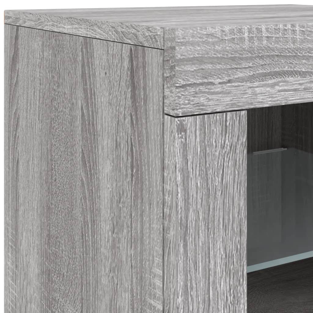 Komoda s LED svjetlima boja sivog hrasta 142,5x37x67 cm