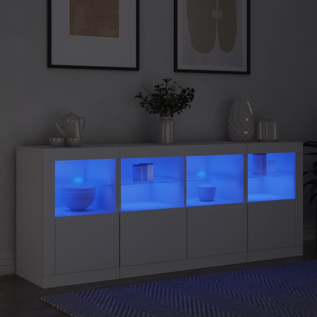 Komoda s LED svjetlima bijela 163 x 37 x 67 cm