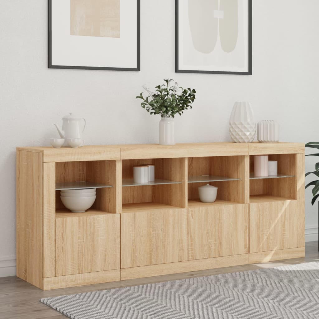 Komoda s LED svjetlima boja hrasta sonome 163x37x67 cm