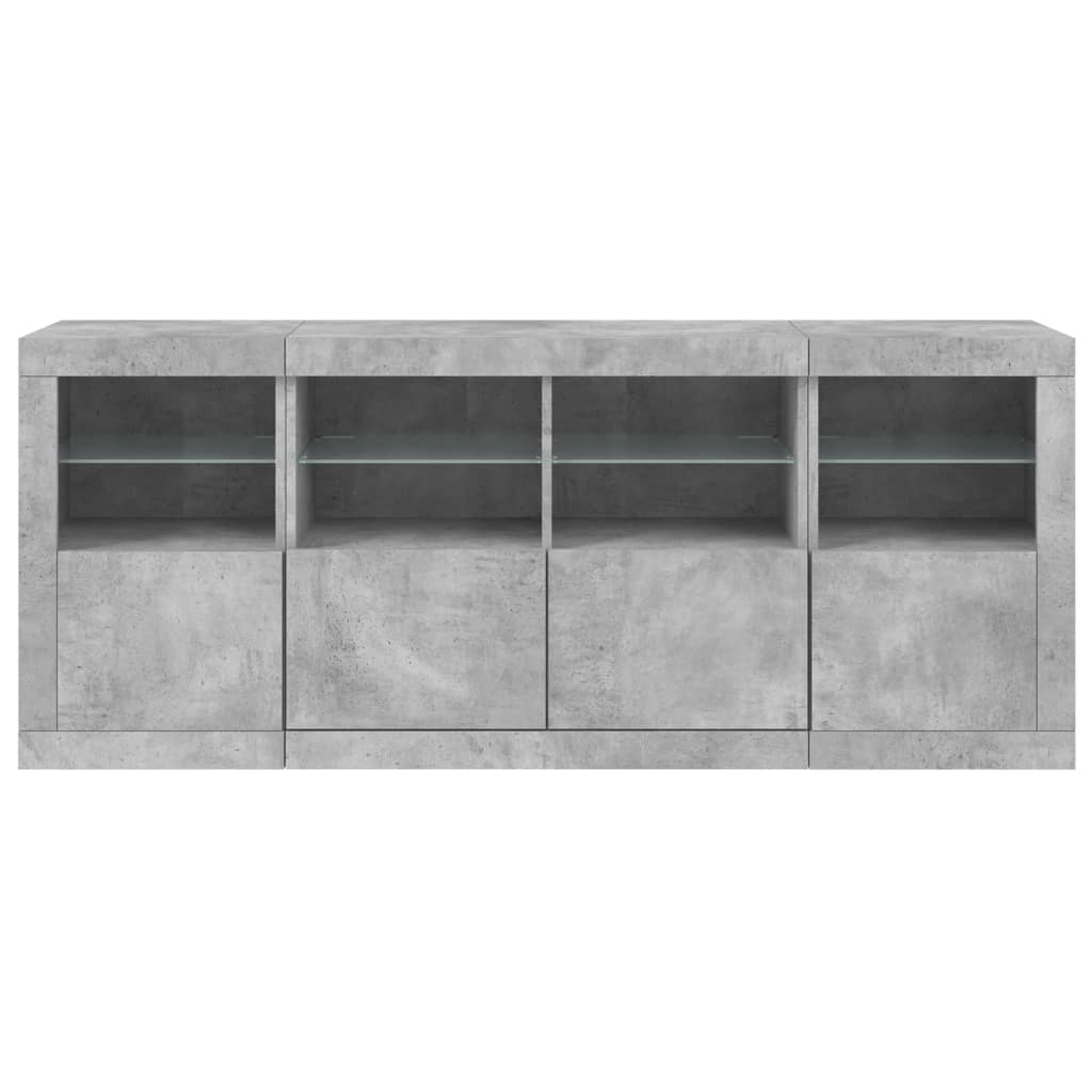 Komoda s LED svjetlima siva boja betona 163x37x67 cm