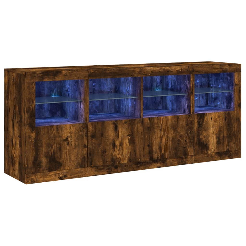 Komoda s LED svjetlima boja dimljenog hrasta 163x37x67 cm