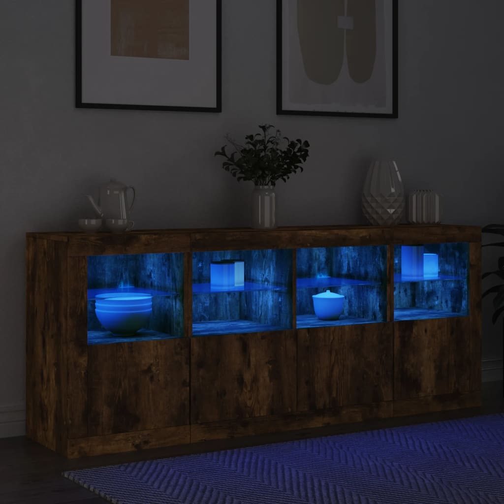 Komoda s LED svjetlima boja dimljenog hrasta 163x37x67 cm