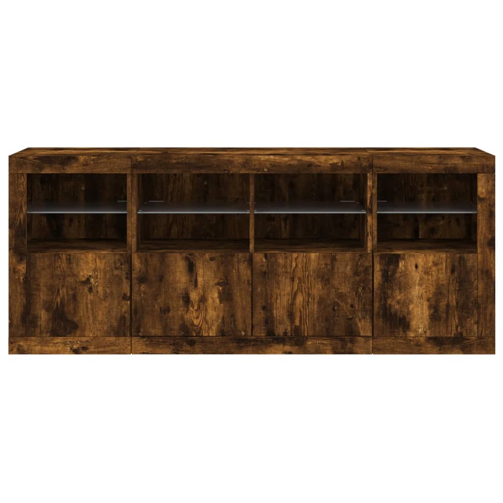 Komoda s LED svjetlima boja dimljenog hrasta 163x37x67 cm