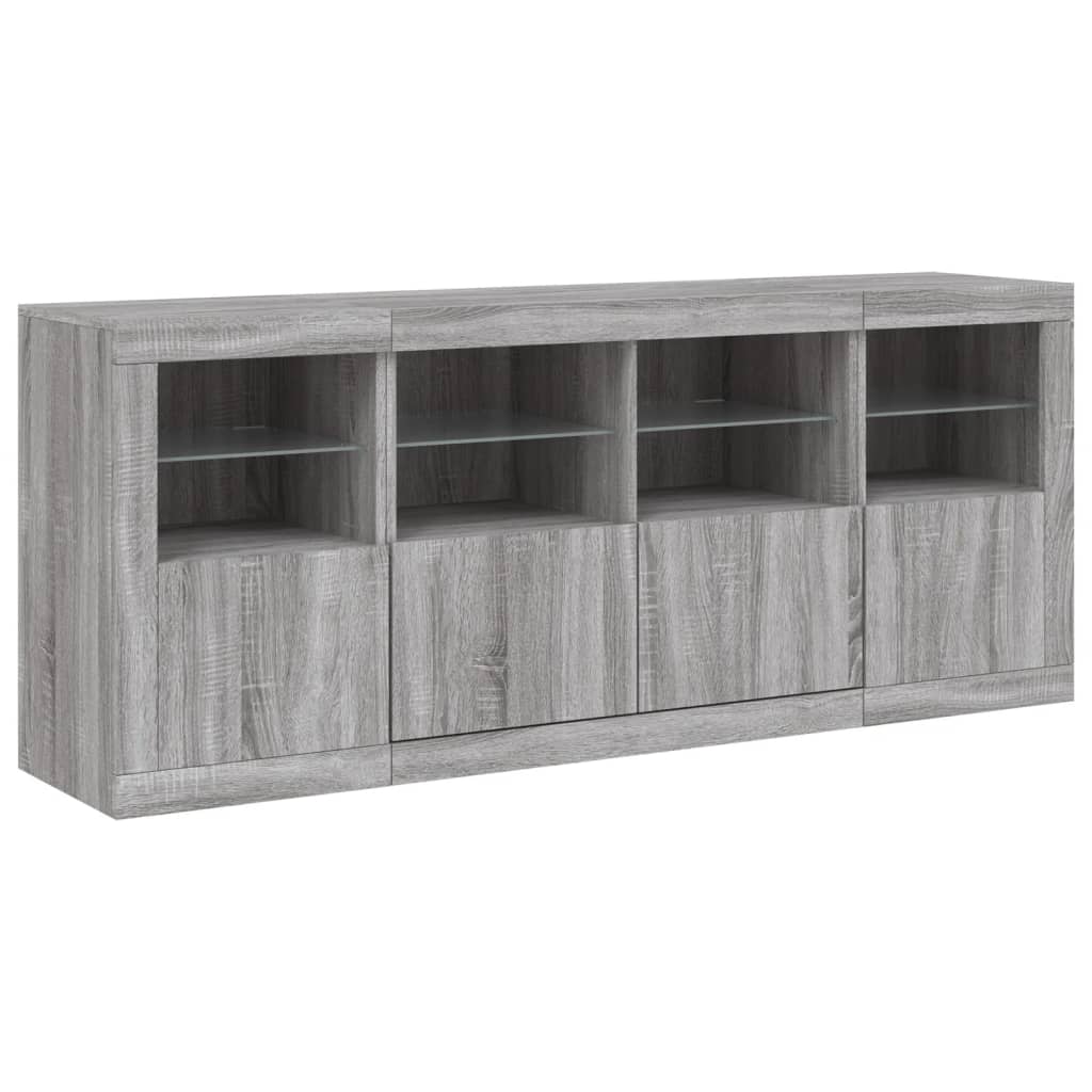 Komoda s LED svjetlima boja sivog hrasta 163x37x67 cm