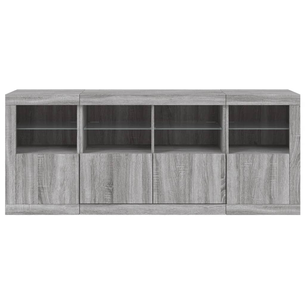 Komoda s LED svjetlima boja sivog hrasta 163x37x67 cm