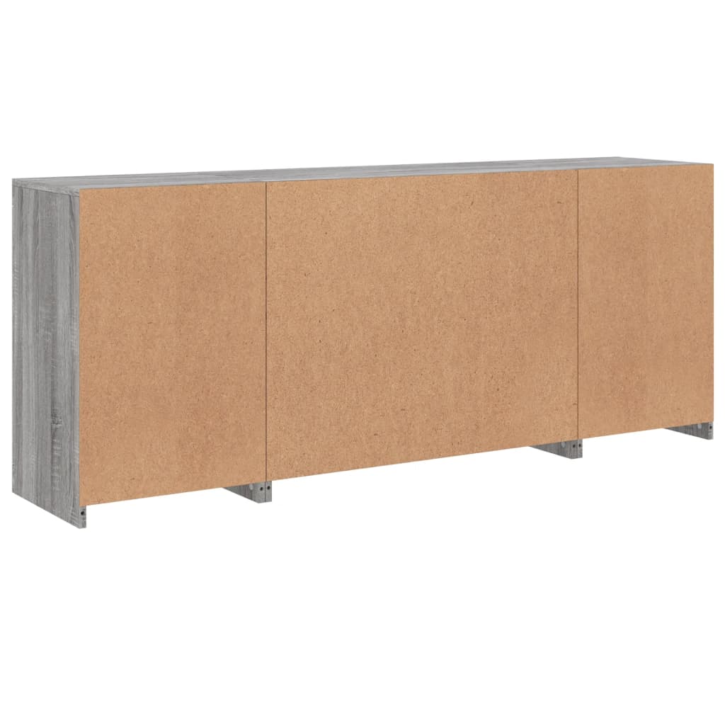 Komoda s LED svjetlima boja sivog hrasta 163x37x67 cm
