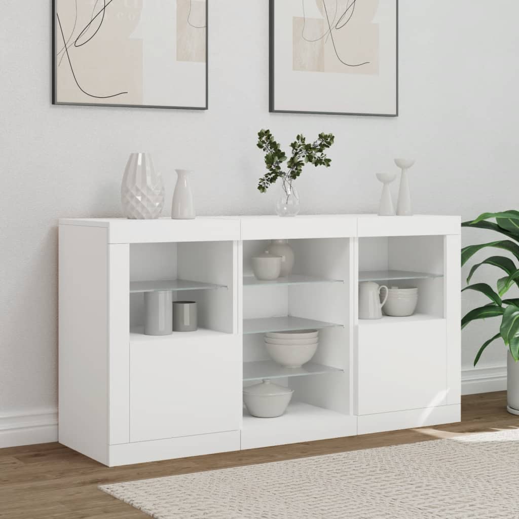 Komoda s LED svjetlima bijela 123 x 37 x 67 cm