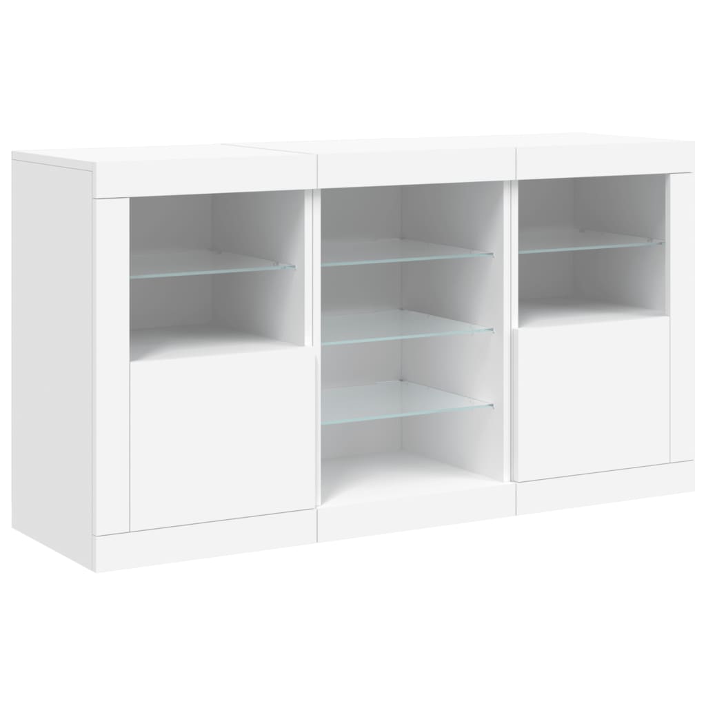 Komoda s LED svjetlima bijela 123 x 37 x 67 cm
