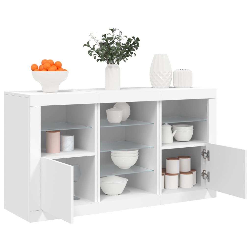 Komoda s LED svjetlima bijela 123 x 37 x 67 cm