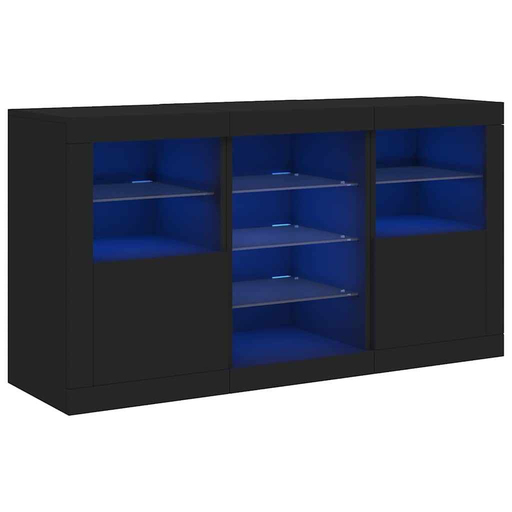 Komoda s LED svjetlima crna 123 x 37 x 67 cm
