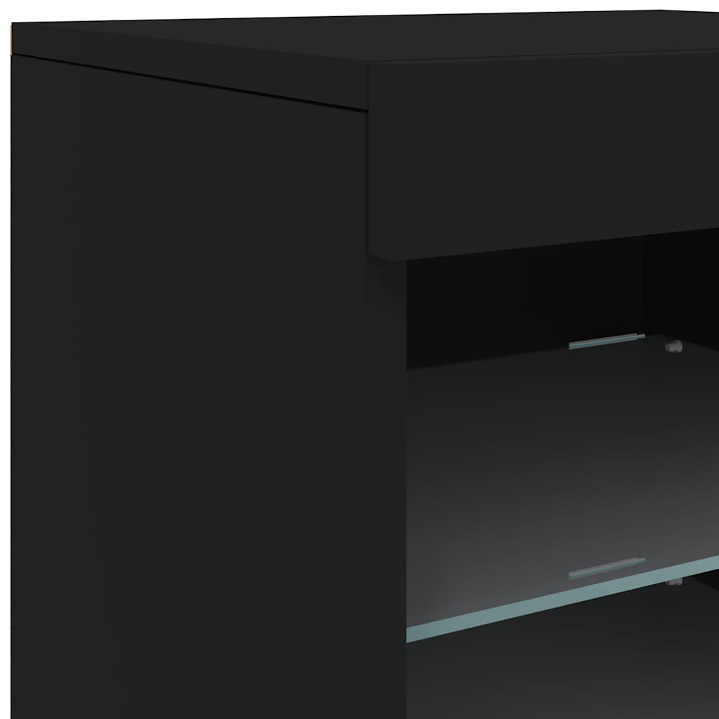 Komoda s LED svjetlima crna 123 x 37 x 67 cm