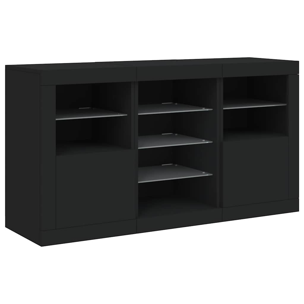 Komoda s LED svjetlima crna 123 x 37 x 67 cm
