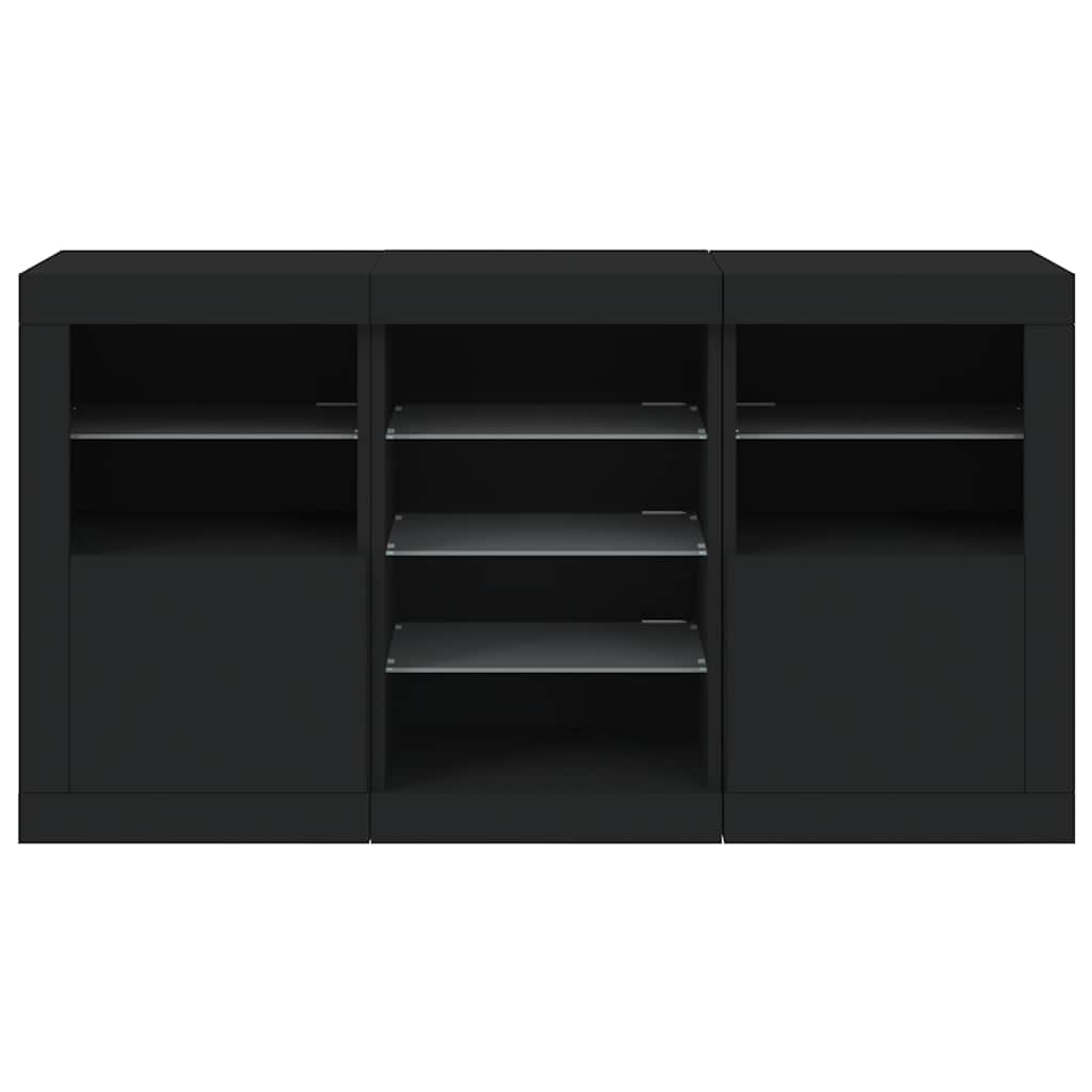 Komoda s LED svjetlima crna 123 x 37 x 67 cm