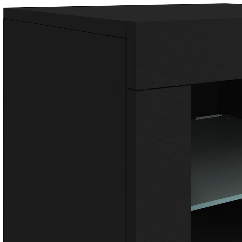 Komoda s LED svjetlima crna 123 x 37 x 67 cm