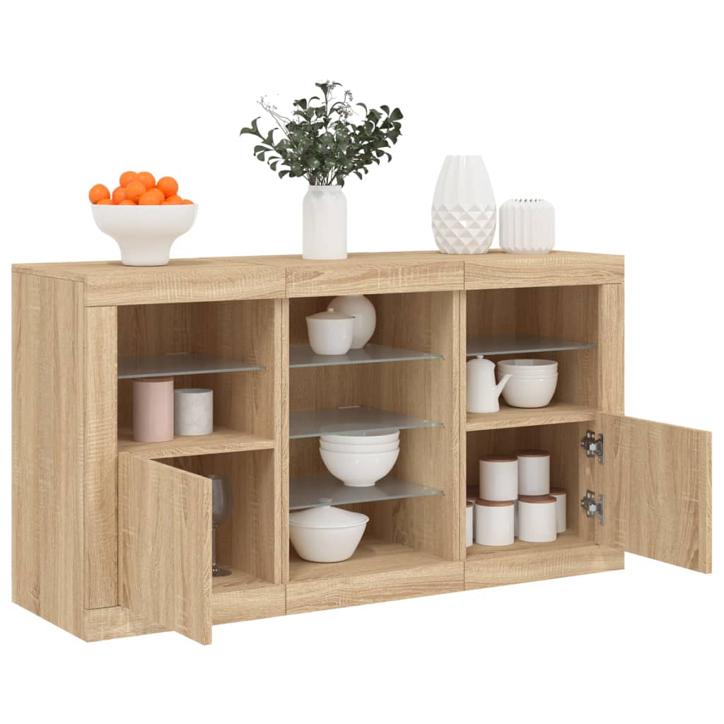 Komoda s LED svjetlima boja hrasta sonome 123x37x67 cm