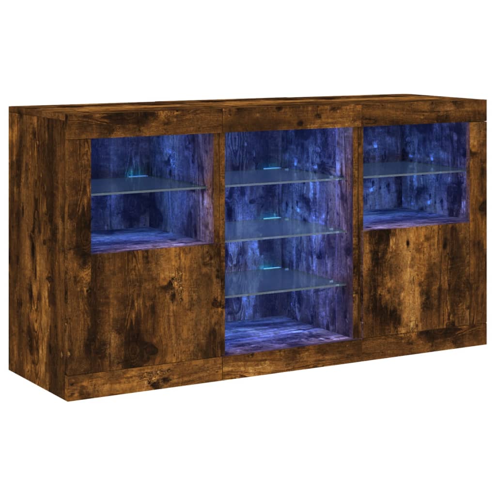 Komoda s LED svjetlima boja dimljenog hrasta 123x37x67 cm