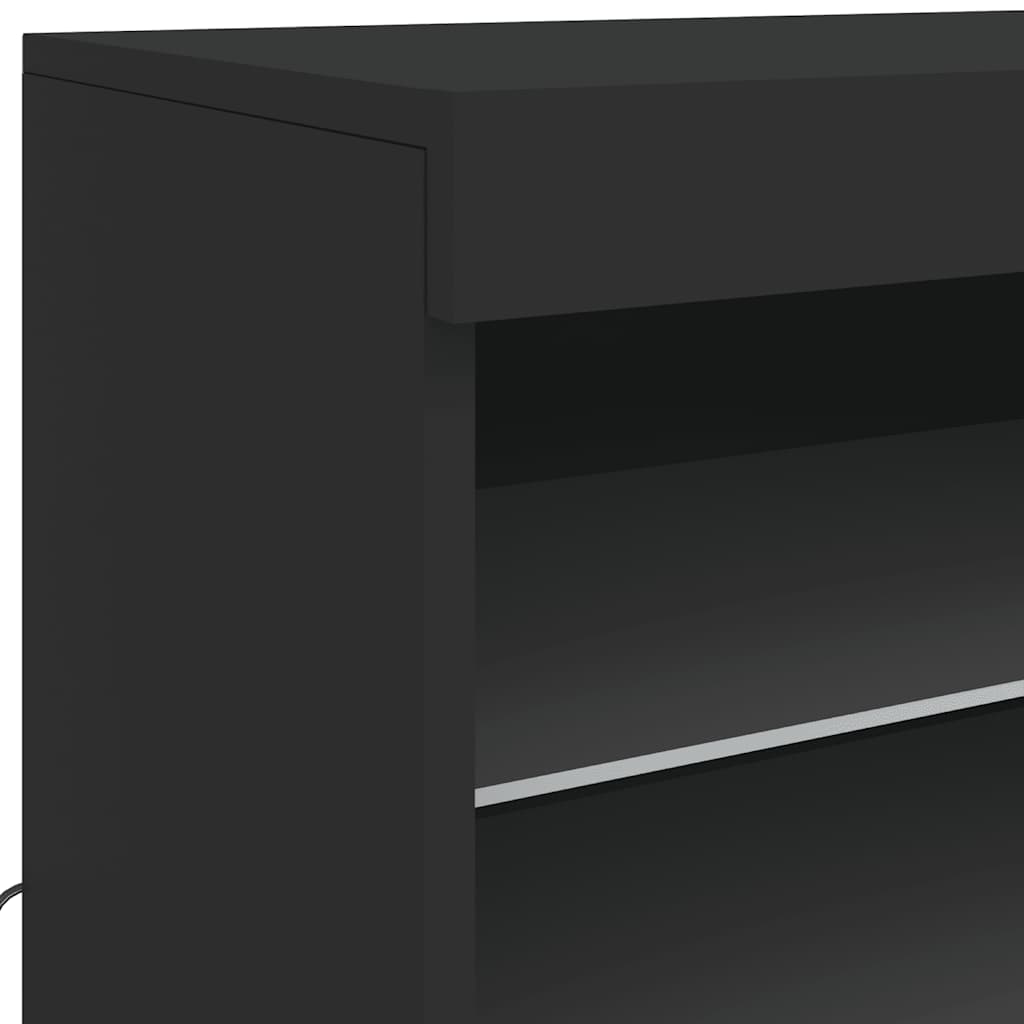 Komoda s LED svjetlima crna 142,5 x 37 x 67 cm