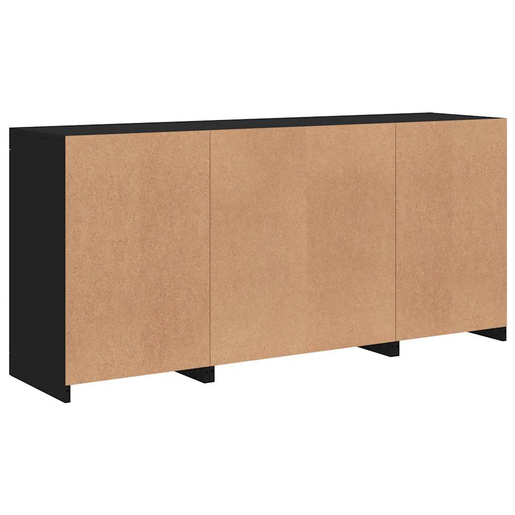 Komoda s LED svjetlima crna 142,5 x 37 x 67 cm