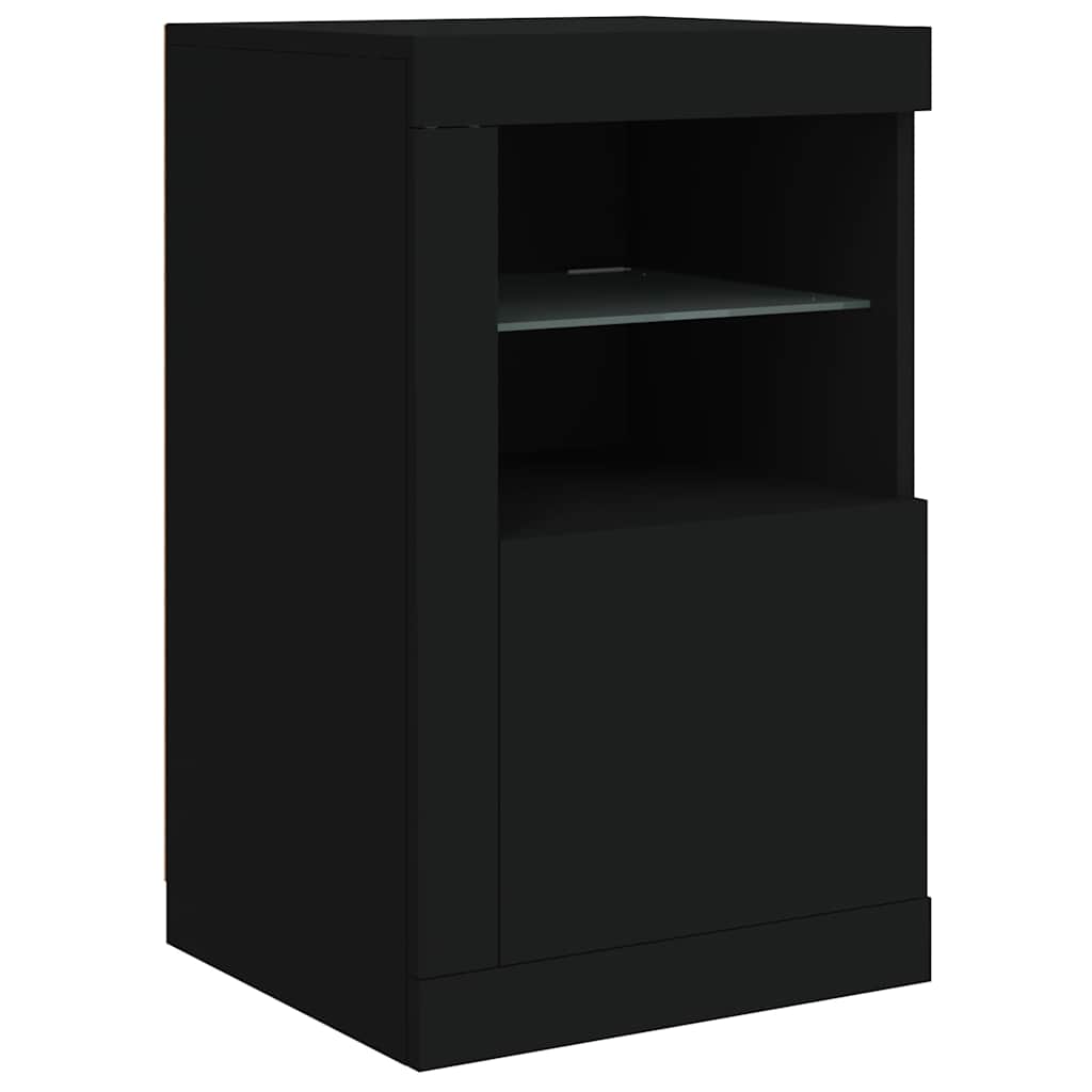 Komoda s LED svjetlima crna 142,5 x 37 x 67 cm