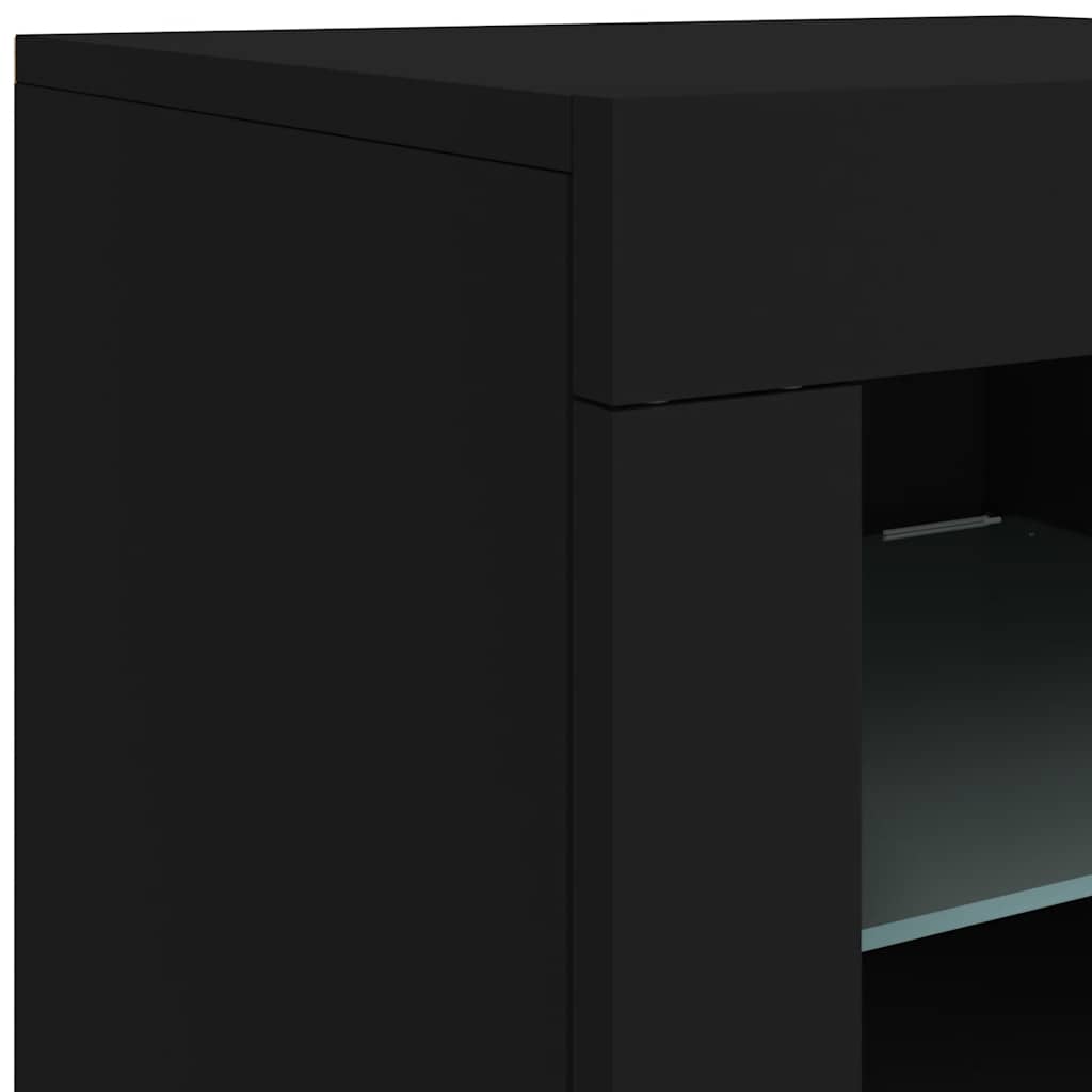 Komoda s LED svjetlima crna 142,5 x 37 x 67 cm