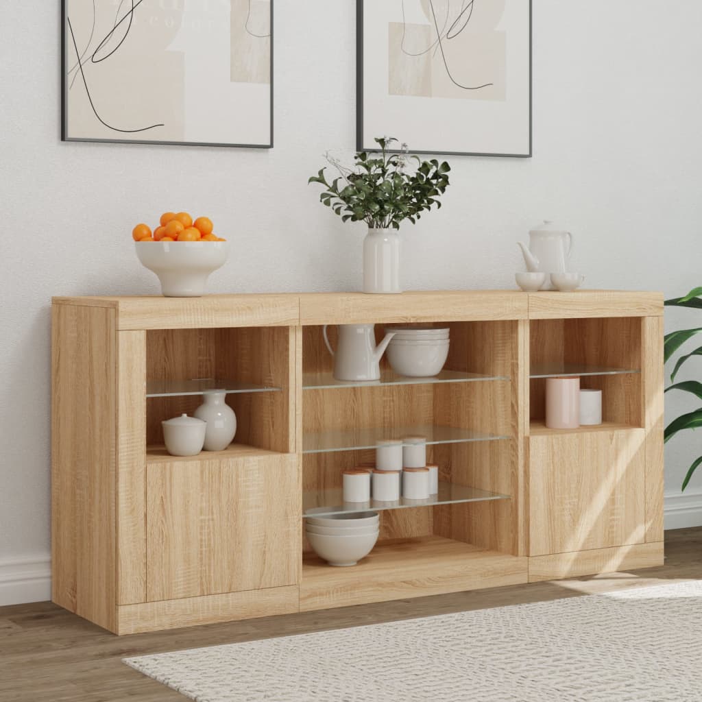 Komoda s LED svjetlima boja hrasta sonome 142,5x37x67 cm