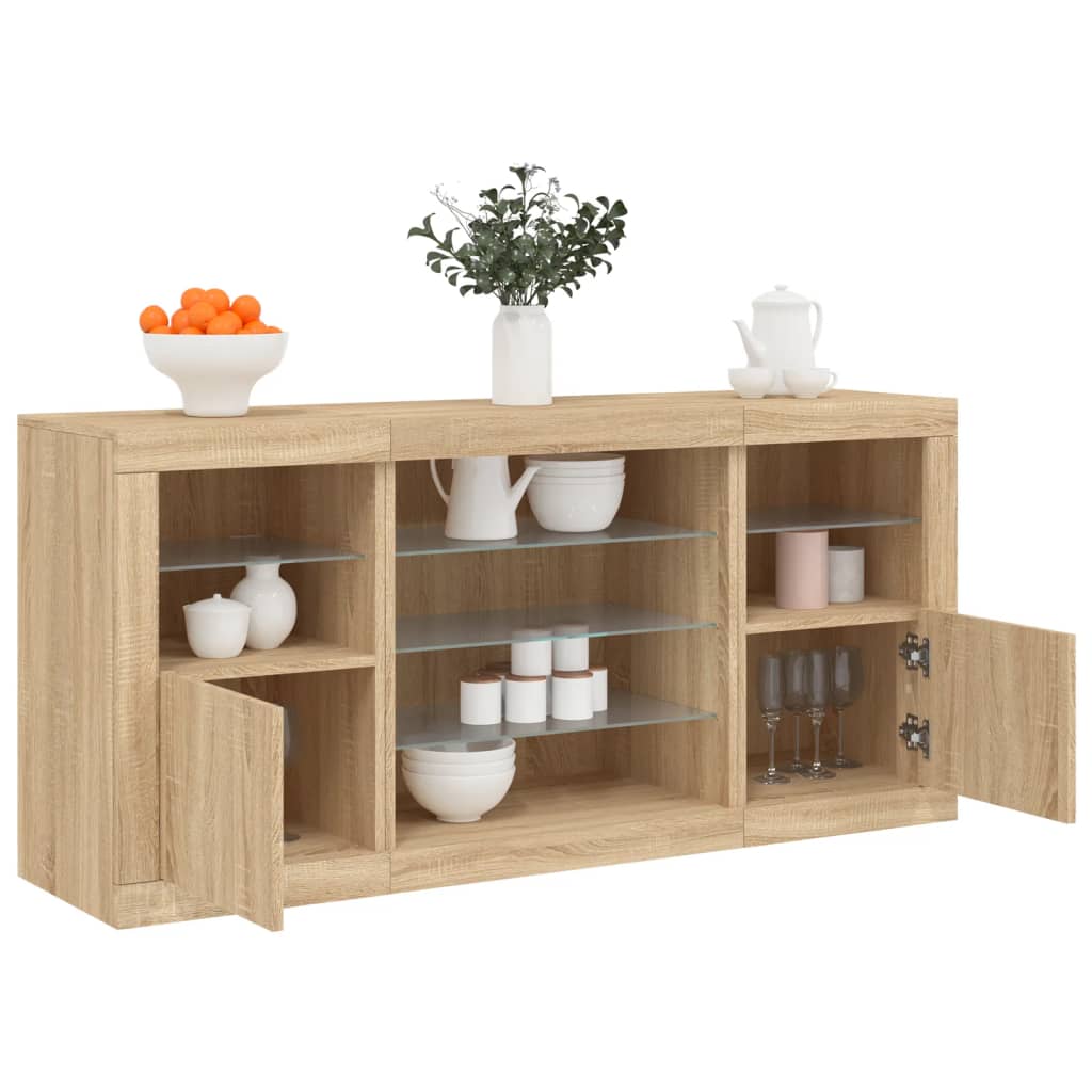 Komoda s LED svjetlima boja hrasta sonome 142,5x37x67 cm
