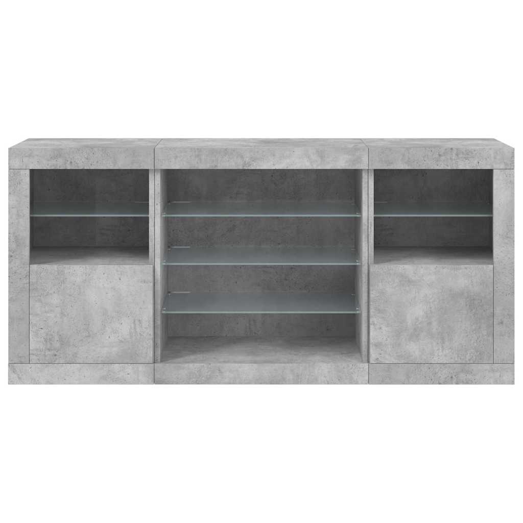 Komoda s LED svjetlima siva boja betona 142,5x37x67 cm