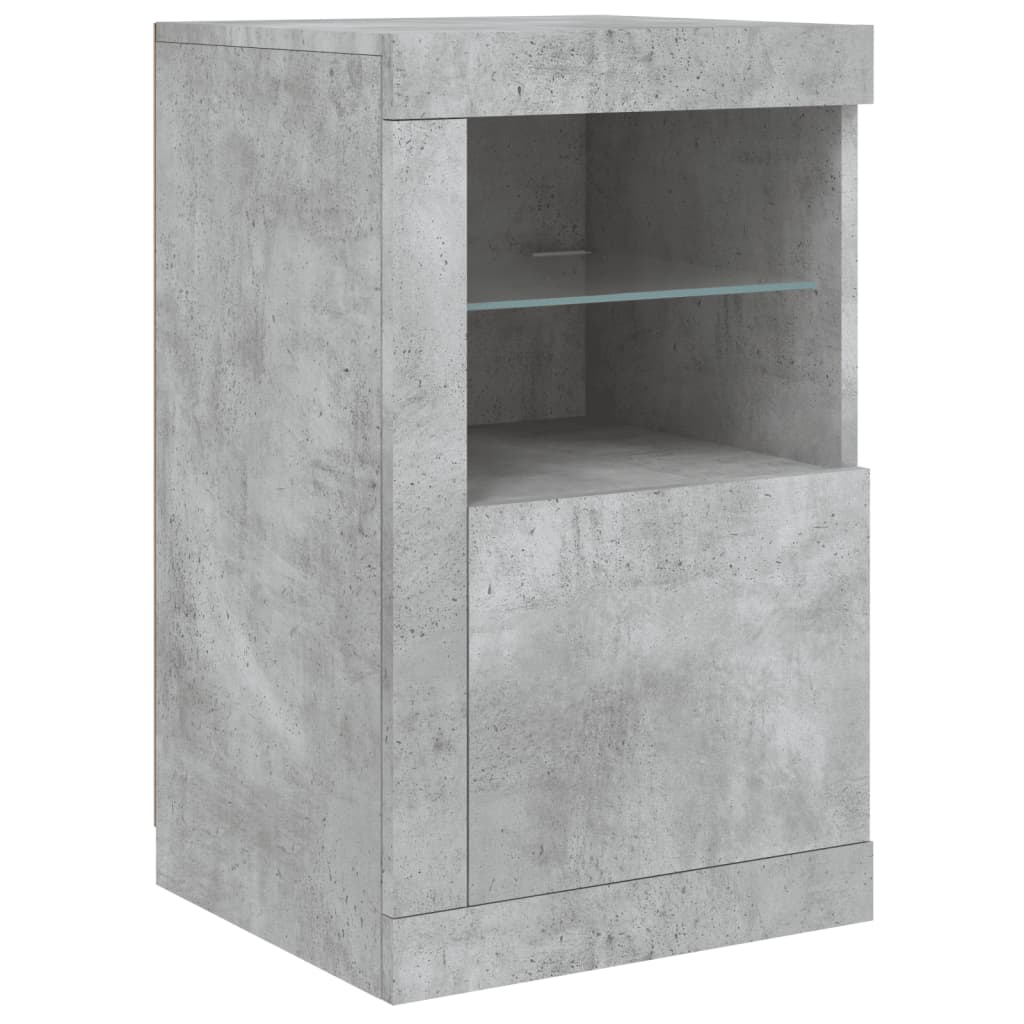 Komoda s LED svjetlima siva boja betona 142,5x37x67 cm