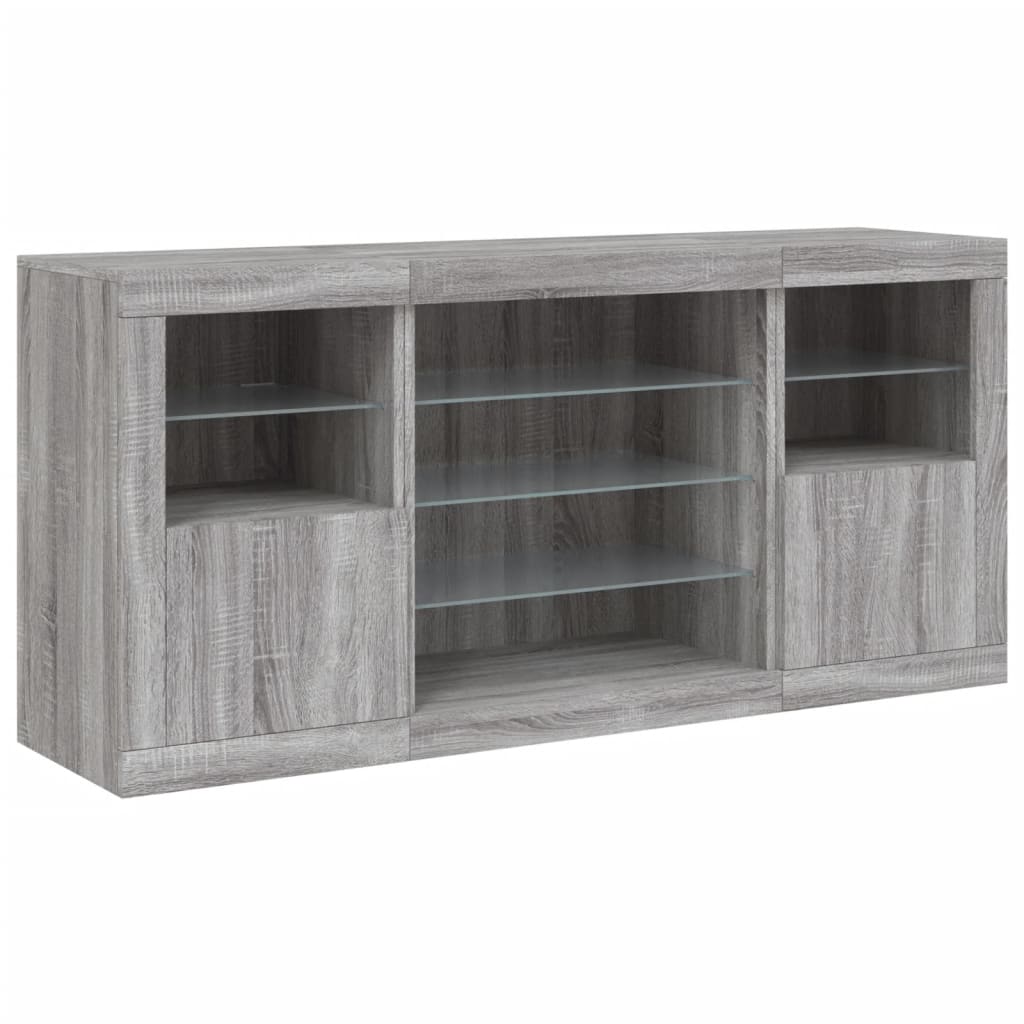 Komoda s LED svjetlima boja sivog hrasta 142,5x37x67 cm