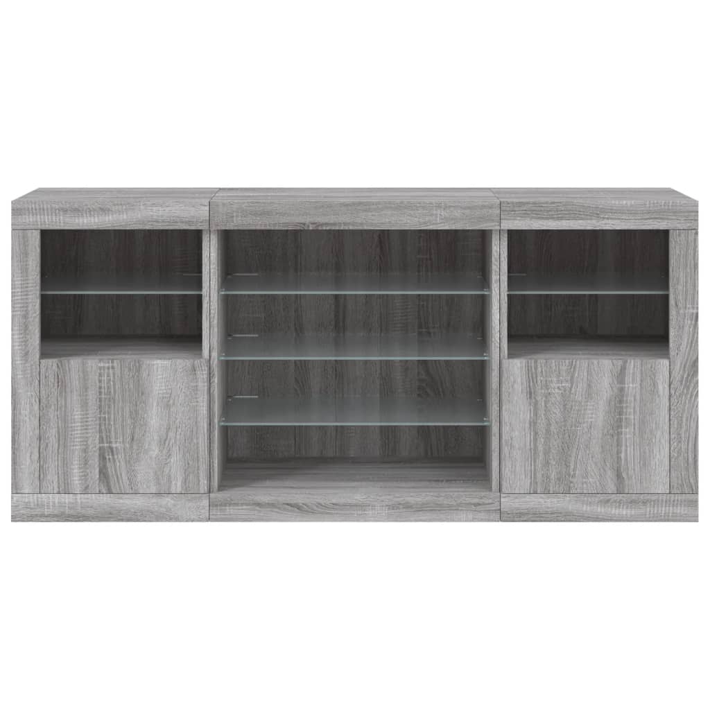 Komoda s LED svjetlima boja sivog hrasta 142,5x37x67 cm