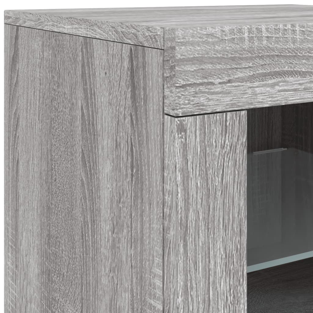 Komoda s LED svjetlima boja sivog hrasta 142,5x37x67 cm