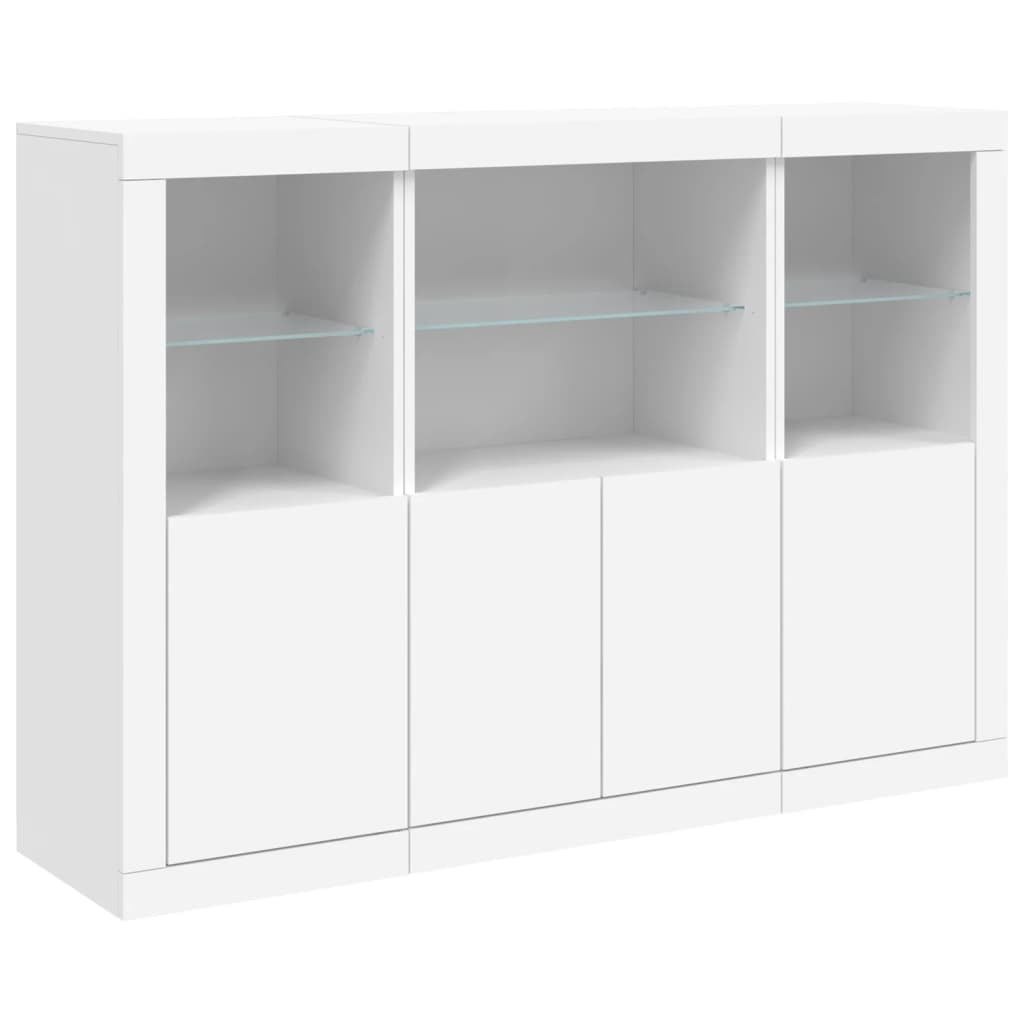 Komode s LED svjetlima 3 kom bijele od konstruiranog drva