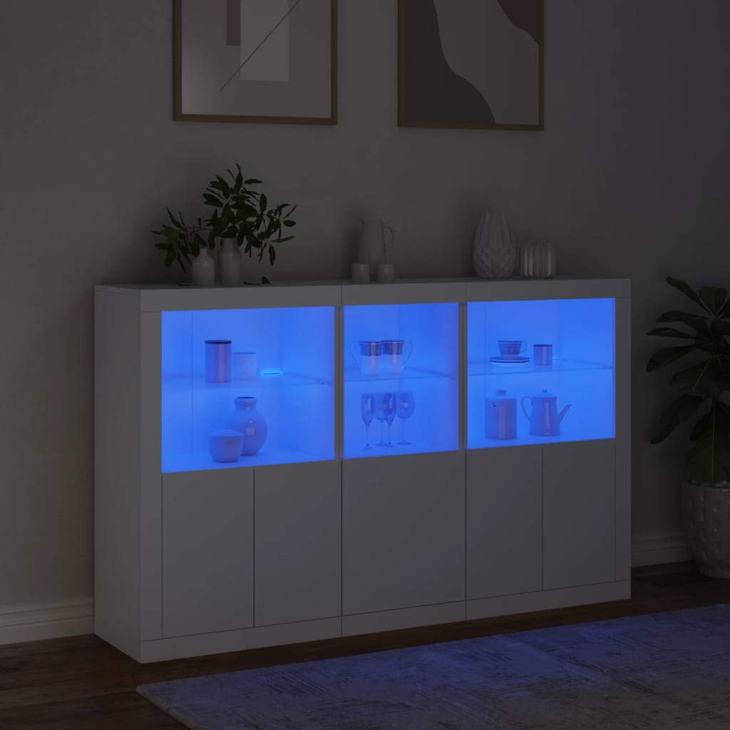Komoda s LED svjetlima bijela 162 x 37 x 100 cm