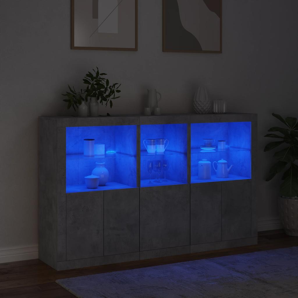 Komoda s LED svjetlima siva boja betona 162 x 37 x 100 cm