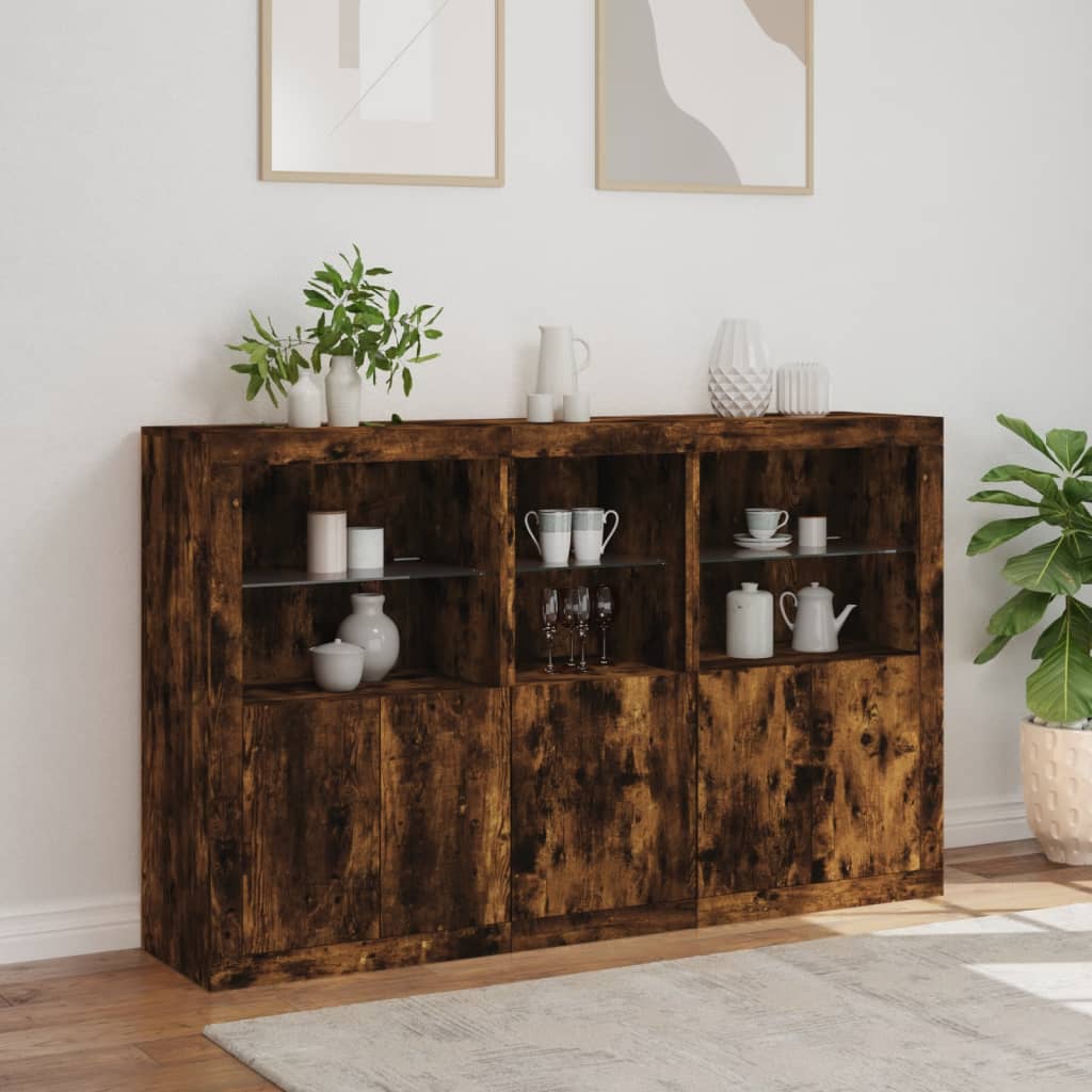 Komoda s LED svjetlima boja dimljenog hrasta 162x37x100 cm