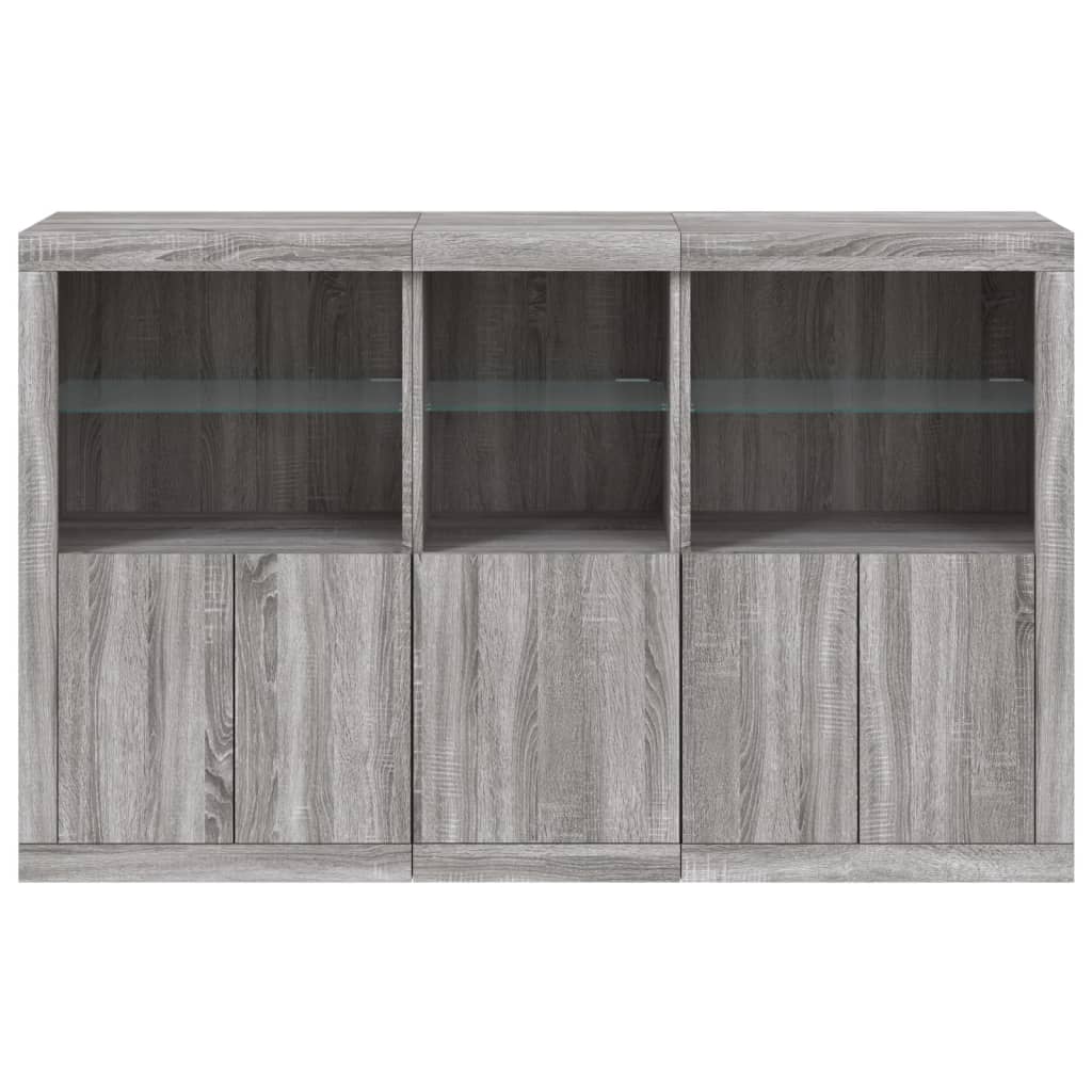 Komoda s LED svjetlima boja sivog hrasta 162x37x100 cm
