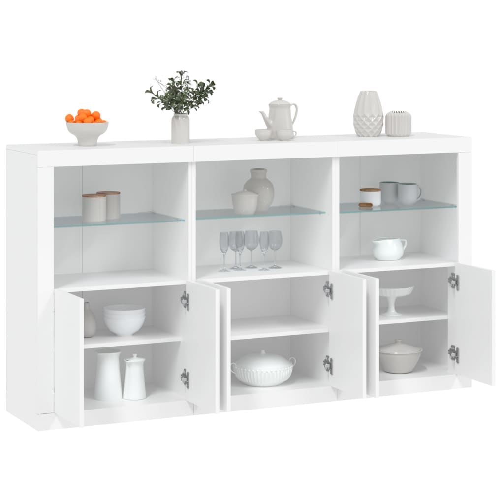 Komoda s LED svjetlima bijela 181,5x37x100 cm