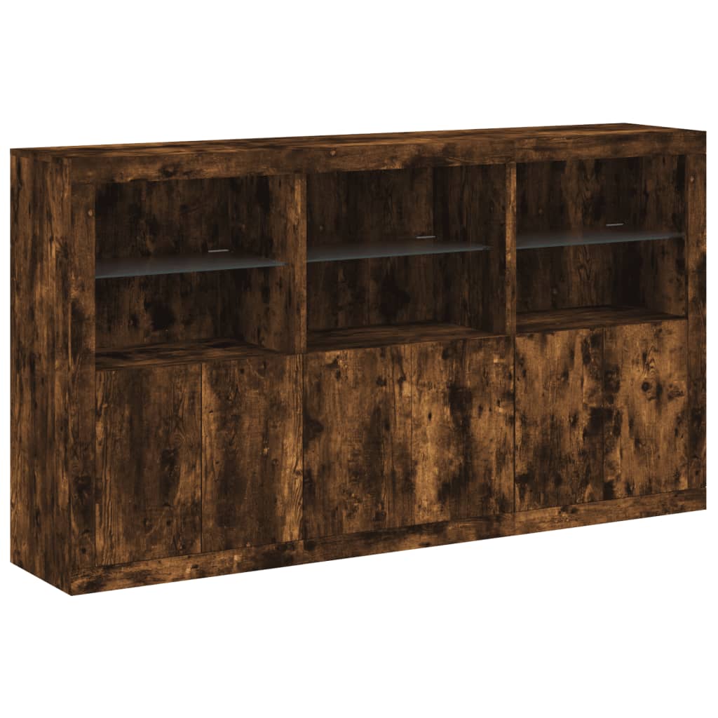 Komoda s LED svjetlima boja dimljenog hrasta 181,5x37x100 cm